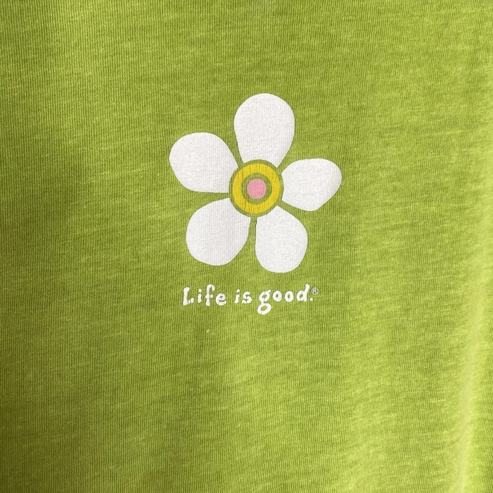 Life Is Good Women's Lime Green V-Neck Tank with Daisy Graphic - Picture 2 of 5
